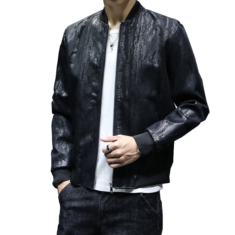 

2020 Autumn Trend Self-cultivation faux Leather Jacket Leisure Time Clothing Loose Thin Coat Japan Style Black