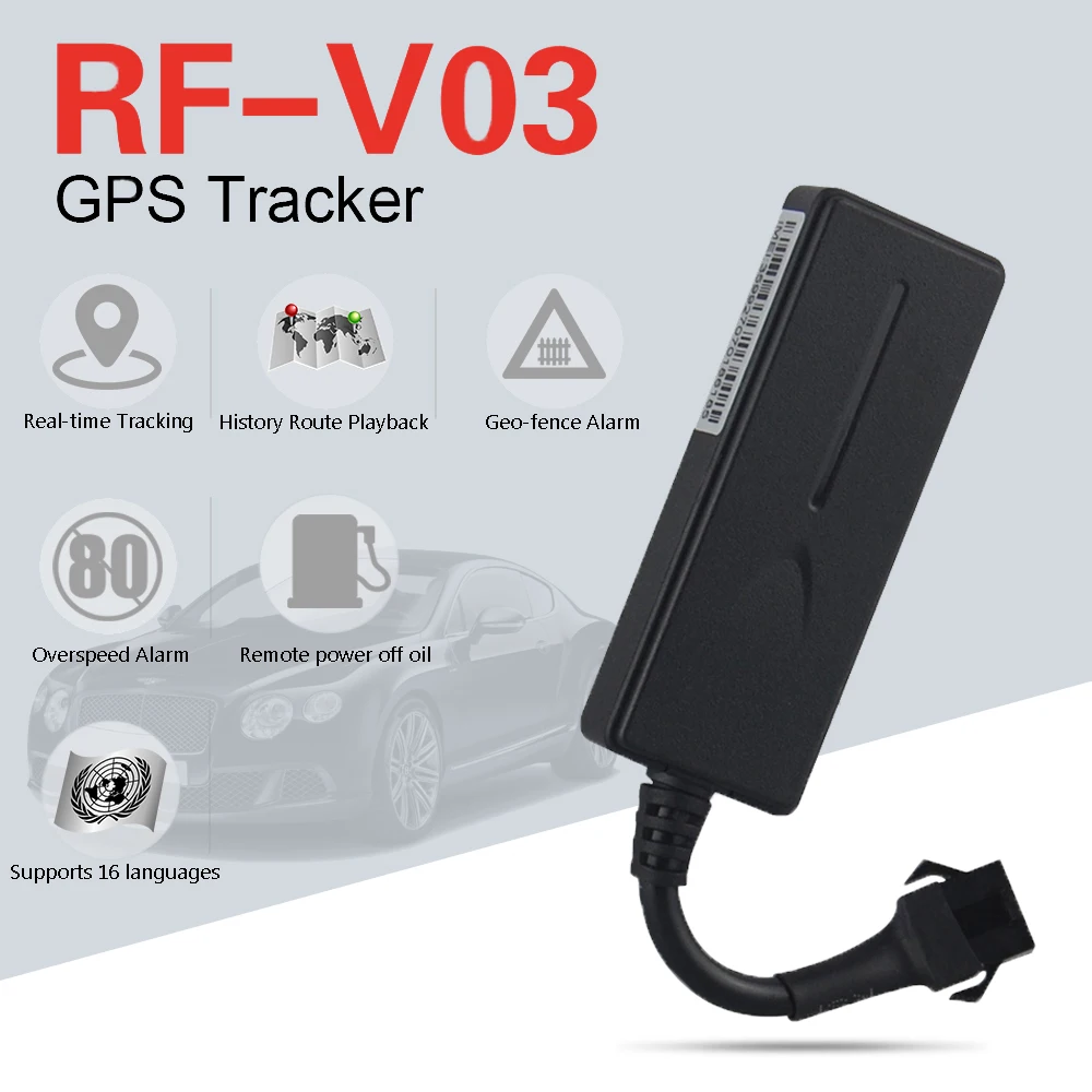 Новейший автомобильный Автомобильный gps трекер RF V03 мини Рабочее напряжение 12 72 В