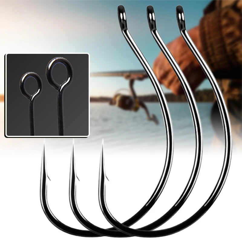 

20 PCS Lure Wacky Fishing Hooks High-Carbon Steel Worm Offset Barbed Hooks with Holes for All Waters 1#-3# 1/0# 2/0# jlrr