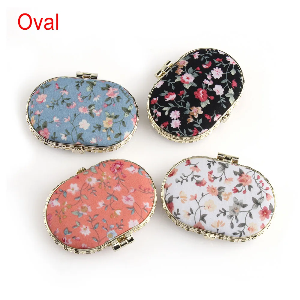 Oval-1 pc Карманное портативное зеркало в форме сердца, Складное двухстороннее зеркало, стальные зеркала для макияжа, маленький кошелек, зеркало для женщин, девушек, девушек - Цвет: Oval-1 pc