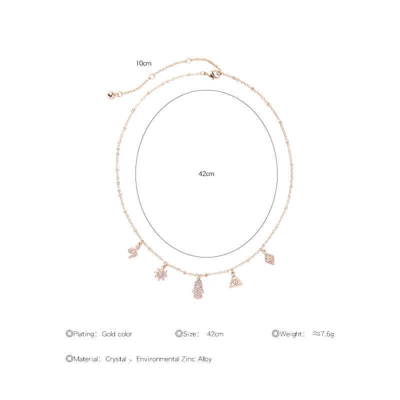 Изысканный кристалл геометрический ручной треугольник солнце ромб змея кулон