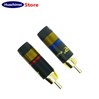 100pcs new 24k blue red rca male jack connector for audio tv