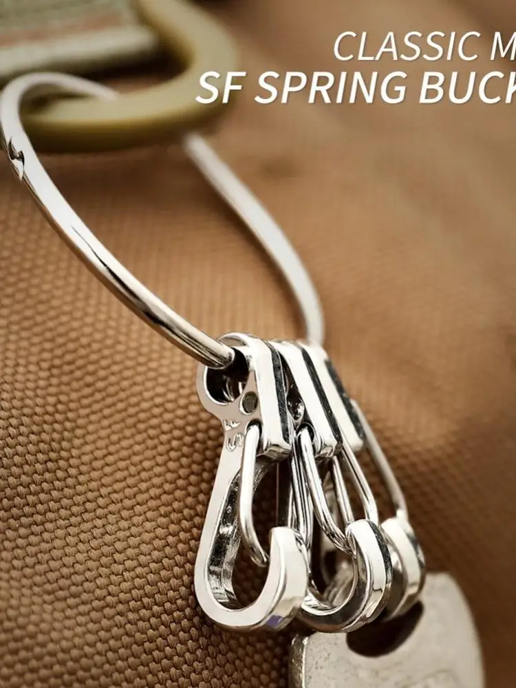 

Outdoor Camping Keychain Spring Hook Edc Key Ring Set Quick Release Safety Spring Hook Carabiner Keychain 4 Pieces