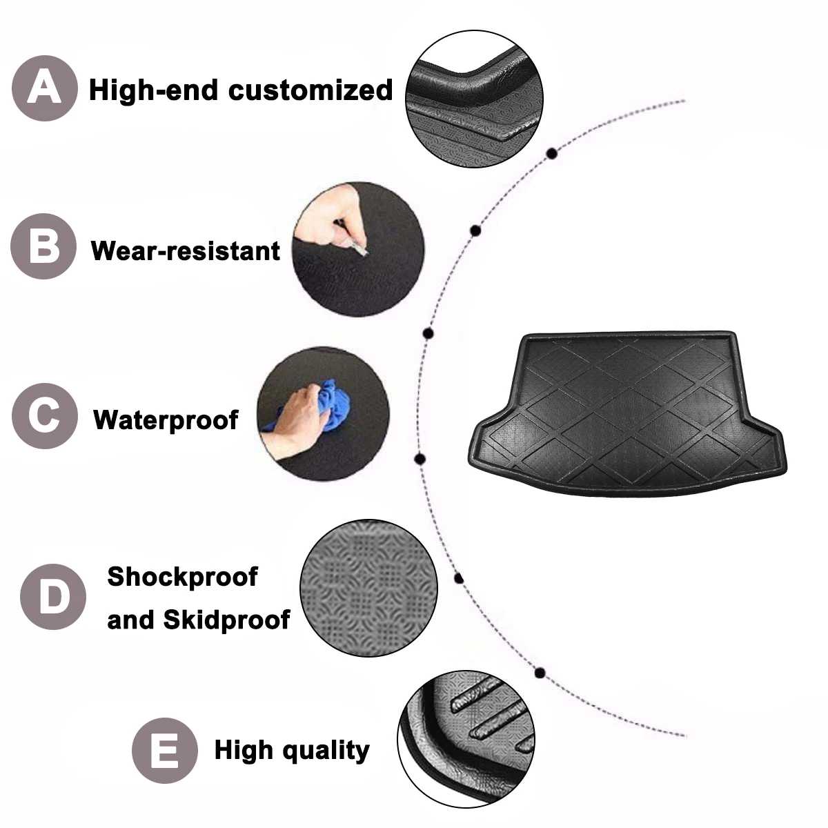 

Car Floor Mat Carpet For Subaru XV 2012 2013 2014 2015 2016 2017 Rear Trunk Anti-mud Cover