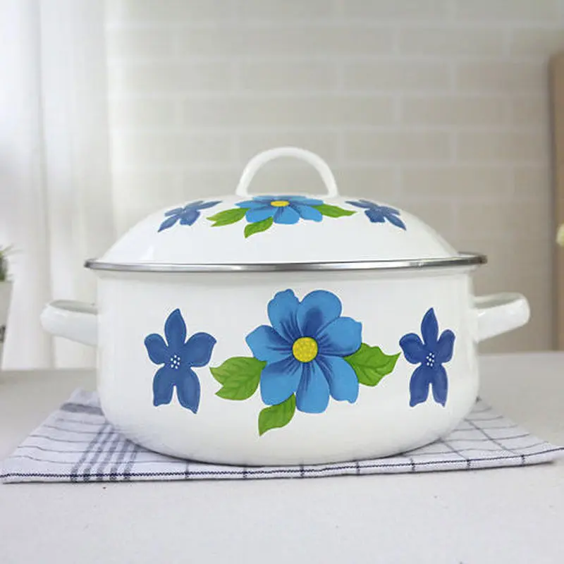 Эмалированная кастрюля 4 л толстая для супа горячего приготовления отвара