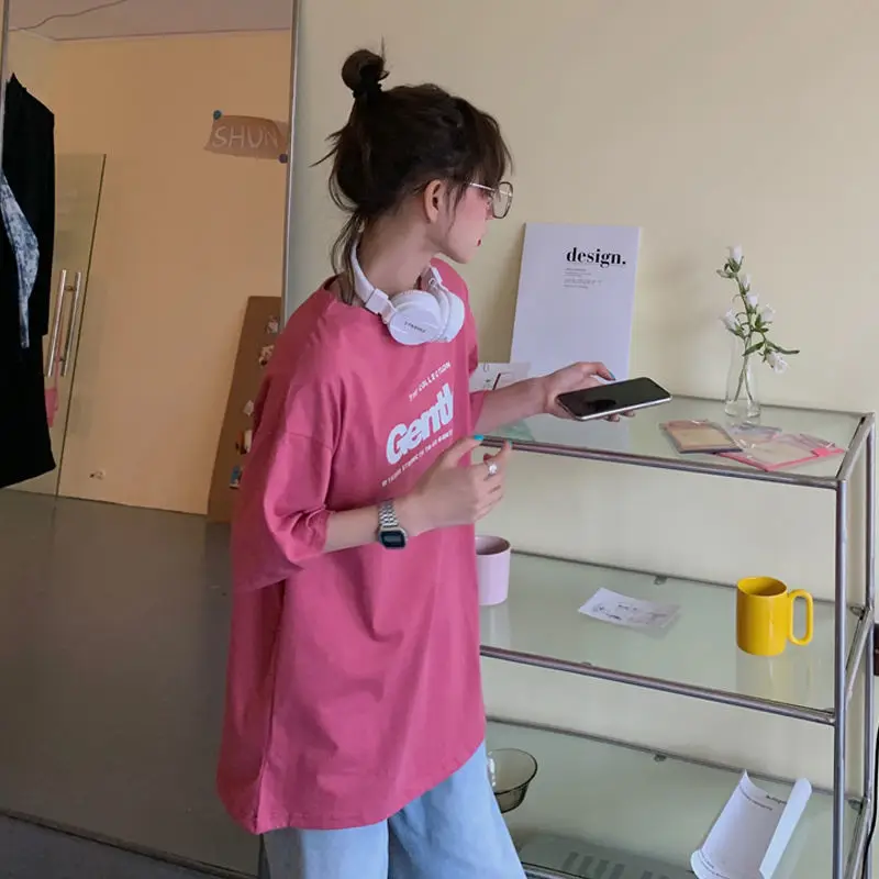 

Summer 2021 new Korean style short sleeve T-shirt female students loose tide personality Joker half sleeve clothes
