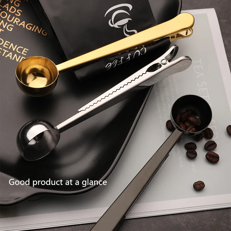 

304 stainless steel coffee spoon clip milk powder measuring spoon multifunctional sealing clip coffee bean sealing clip
