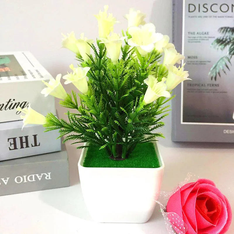 

Artificial Fake Plant Potted Plastic Pinecone Desktop Display Home Wedding Decor