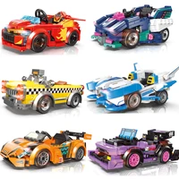 new xingbao 62001 kart racing series 6in1 high speed racing drift car building blocks moc bricks mini car model kits juguetes