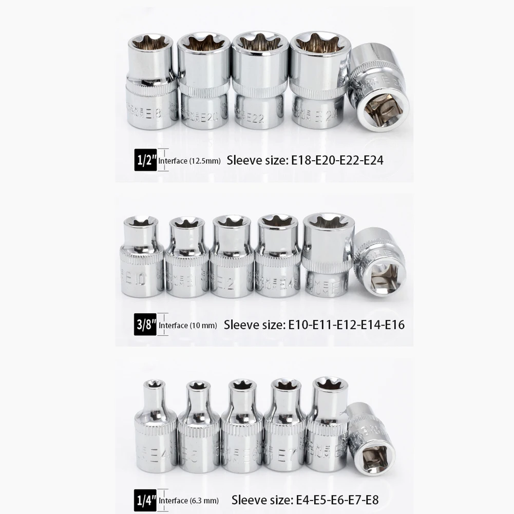 14pcs Tamper Proof E4-E24 Torx Star Bit Socket Set Female E Type Metric Professional Standard Multi-function KaariFirefly | Инструменты
