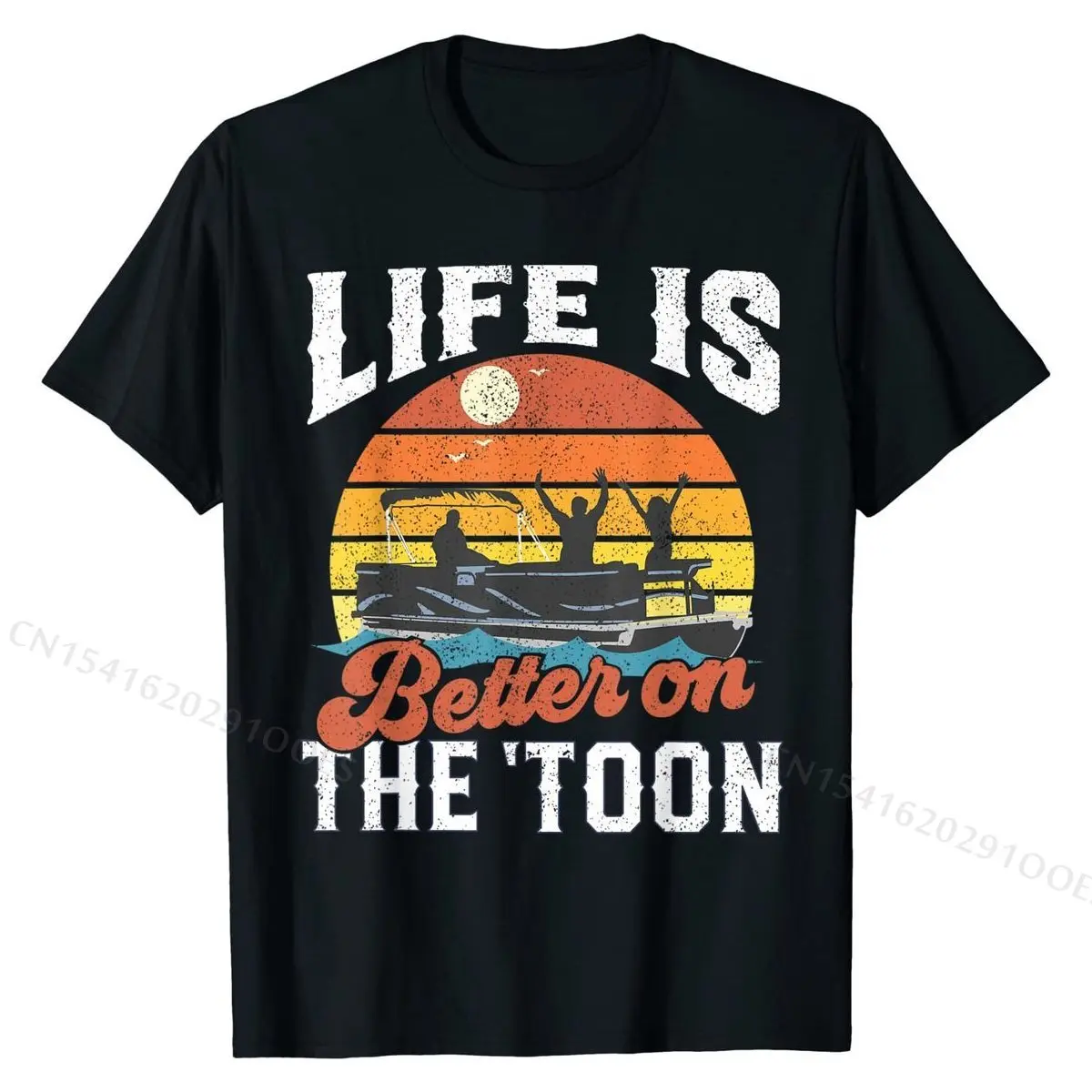 

Life Is Better On The Toon Pontoon Boat Boating Gift For Dad T-Shirt Party Top T-shirts for Men Cotton Tops Shirt Wholesale