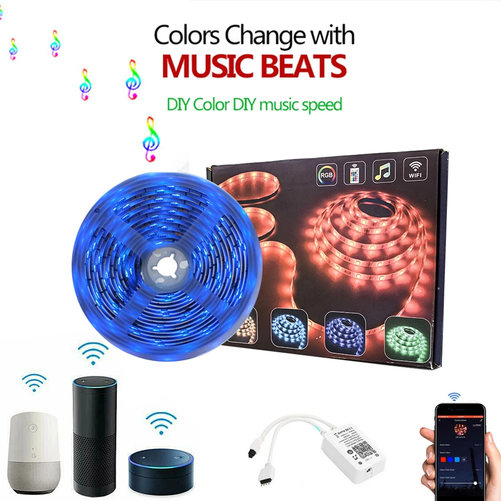 5 м 10 RGB светодиодный светильник полосы 12V SMD 5050 Гибкие светодиодные лампы с ИК WI-FI