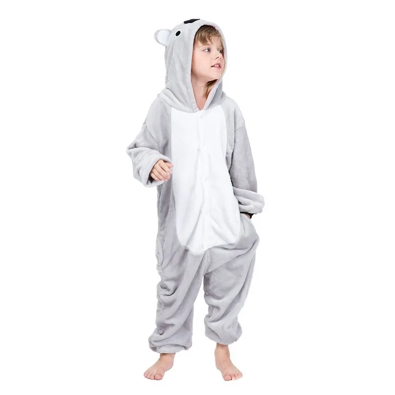 

HOt Winter Autumn Children flannel Sleepwear Unisex cartoon pajamas koala baby animal home Cute costume cosplay performance suit