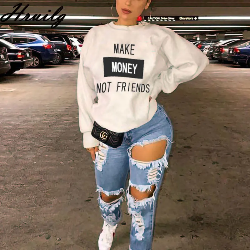 

Толстовка Женская с длинным рукавом и круглым вырезом, Модный повседневный свитшот с надписью, уличная одежда в домашнем стиле