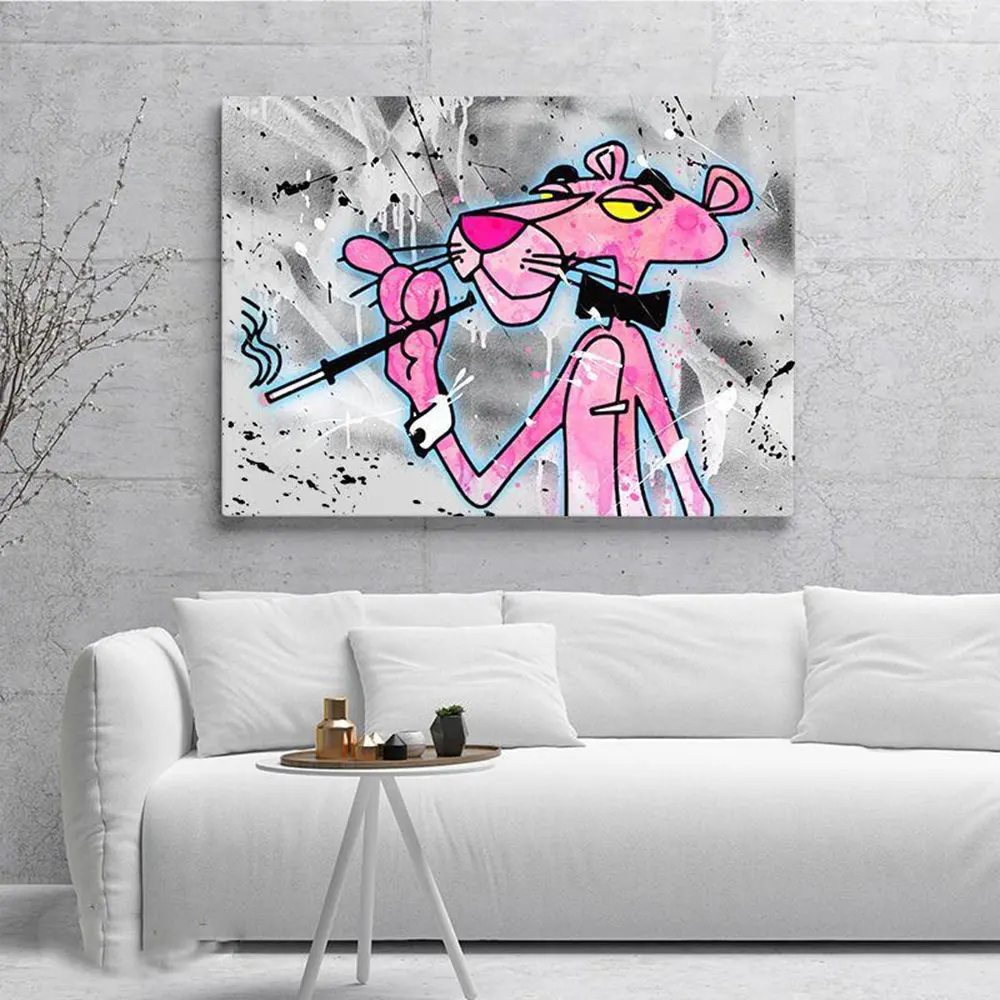 Cartoon Pink Panther Pop Art Graffiti Poster Print On Canvas Painting Modern Wall Art Picture For Living Room Home Decoration