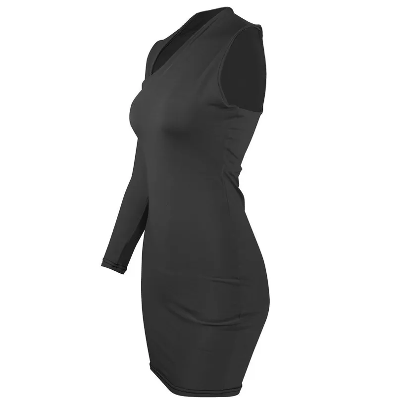 

YGYEEG Solid Women Mini Dress One Shoulder Long Sleeve Bodycon Sexy Streetwear Party Elegant 2021 Autumn Cut-Out White Clothes