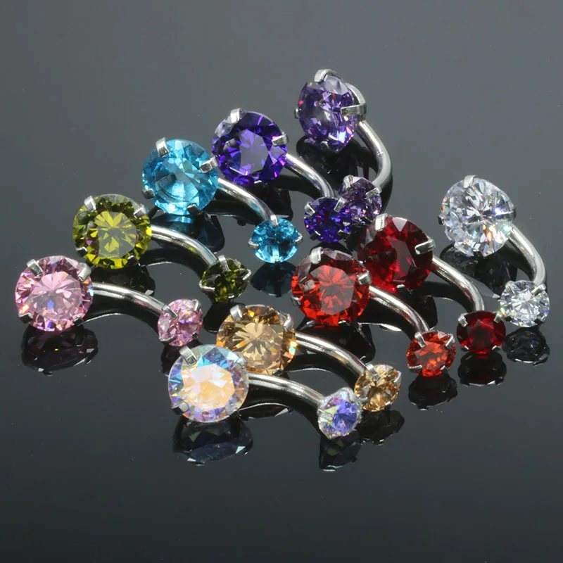 Кольцо пупочкольное унисекс с кристаллами украшение в стиле панк из нержавеющей