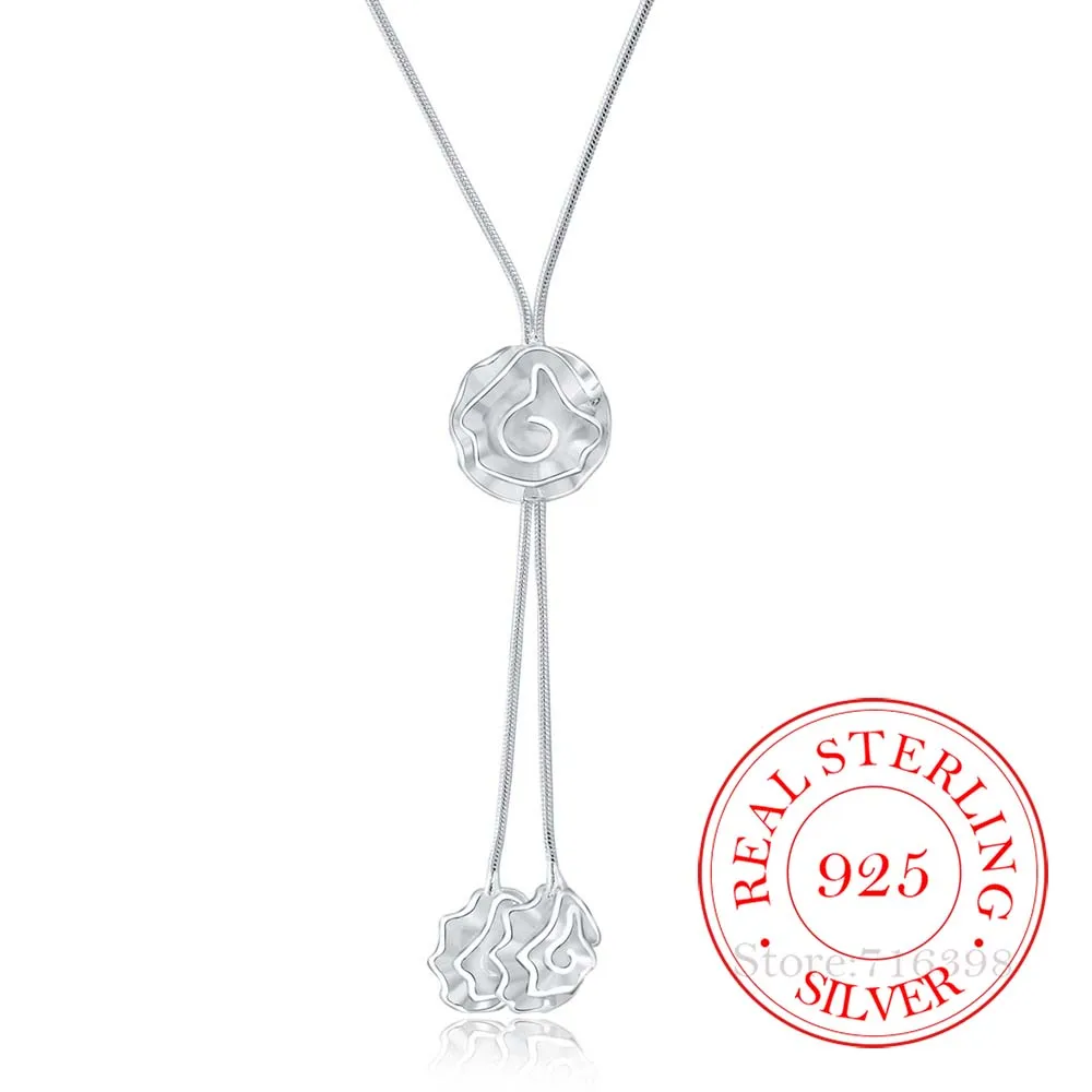 

2020 Vintage Bijoux Luxury 3 Rose Flower Charm Statement Pendant Necklace for Women 925 Sterling Silver Fine Jewelry Accessories