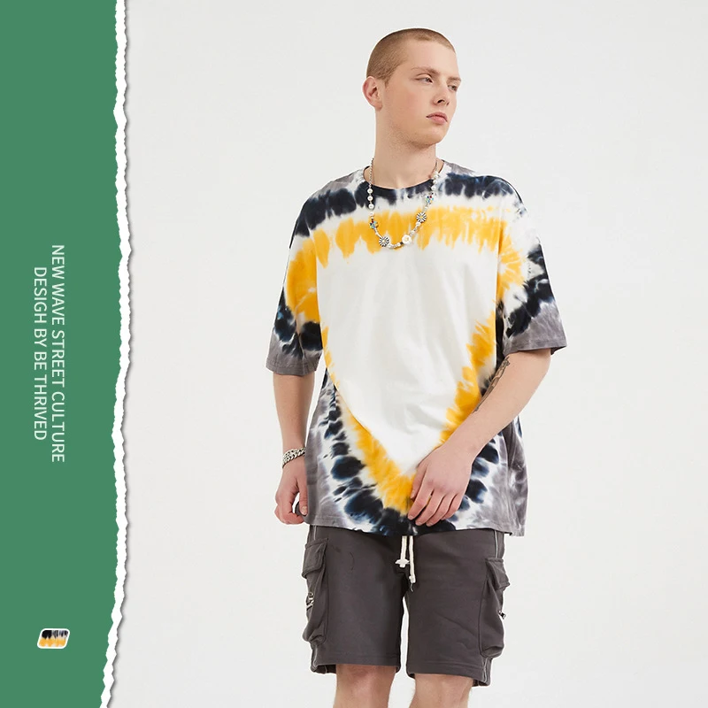 

Summer In Europe And The Nabla Edge Blur Tie-dye Short-sleeved Languid Is Lazy Bereavement Is Popular Logo T-shirt High Street