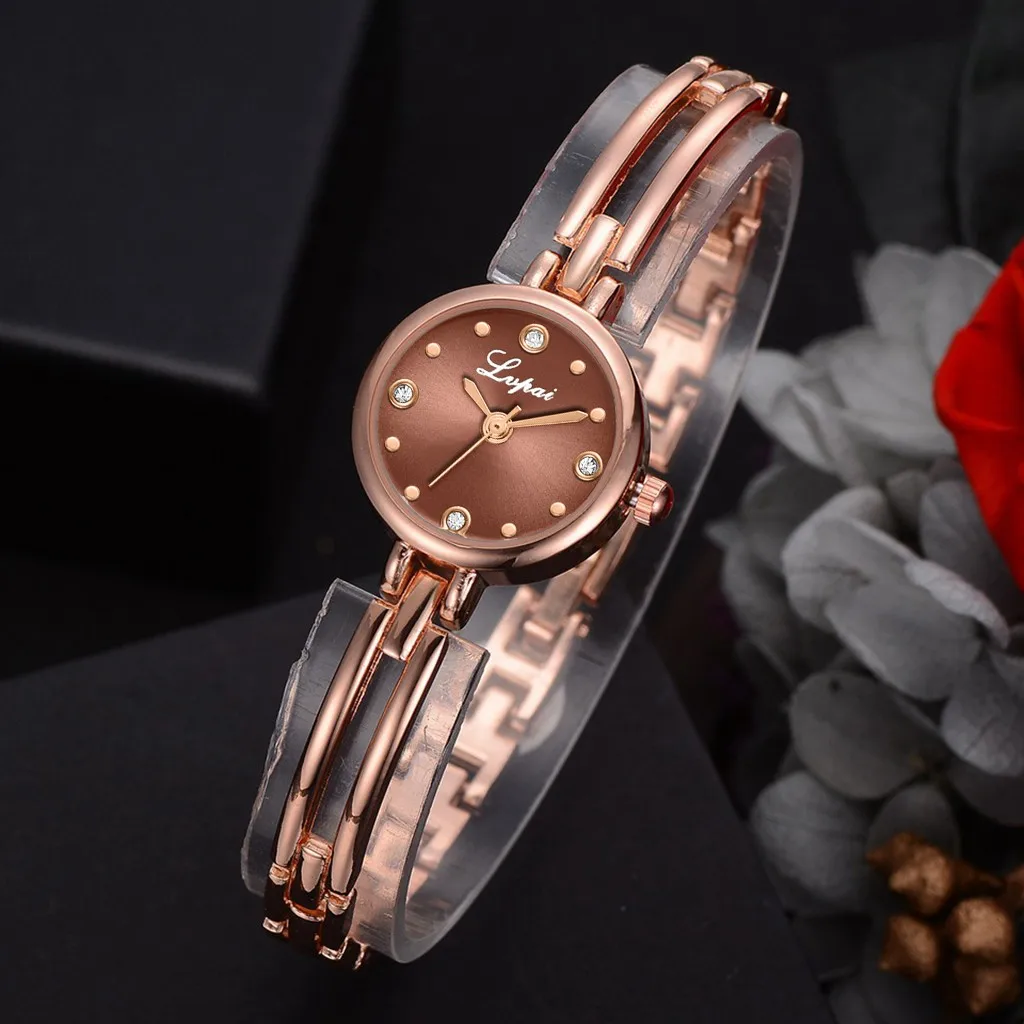 Часы женские кварцевые из нержавеющей стали под розовое золото Роскошные тонкие