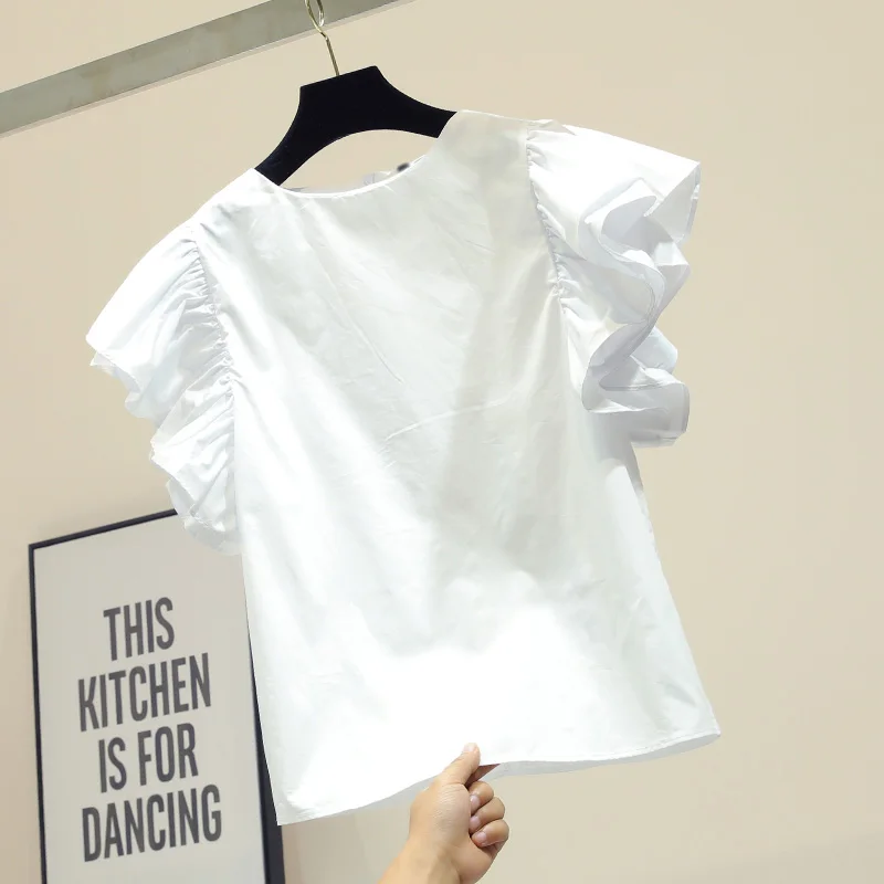 Белая футболка с короткими рукавами летняя Новинка 2019 года Корейская свободная