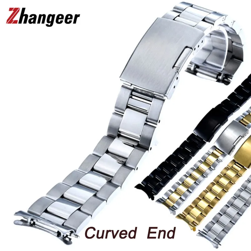 Curved End Strap 16mm 18mm 21mm 24mm 26mm 22mm 20mm Stainless Steel Bracelet For Huawei gt2 Smart Watch Galaxy Watch 3 45mm Band