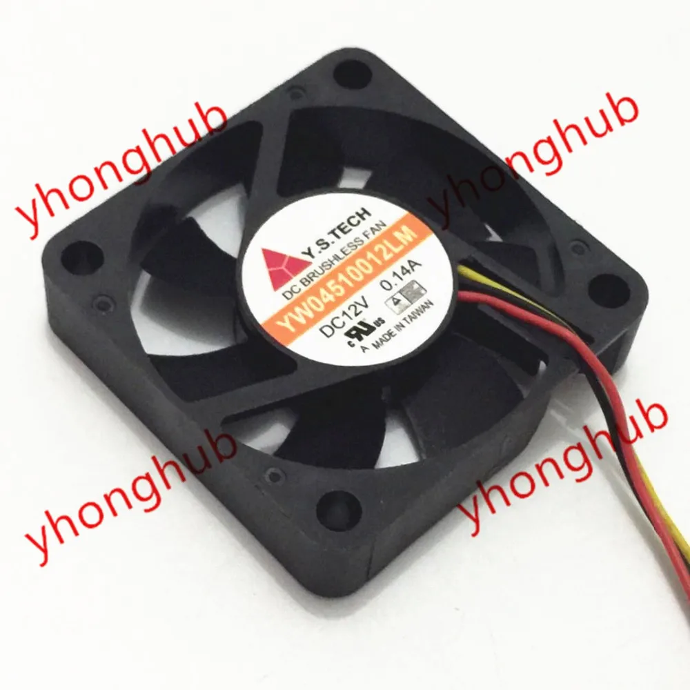 Y.S TECH YW04510012LM DC 12V 0.14A 45x45x10mm 3-wire Server Cooling Fan