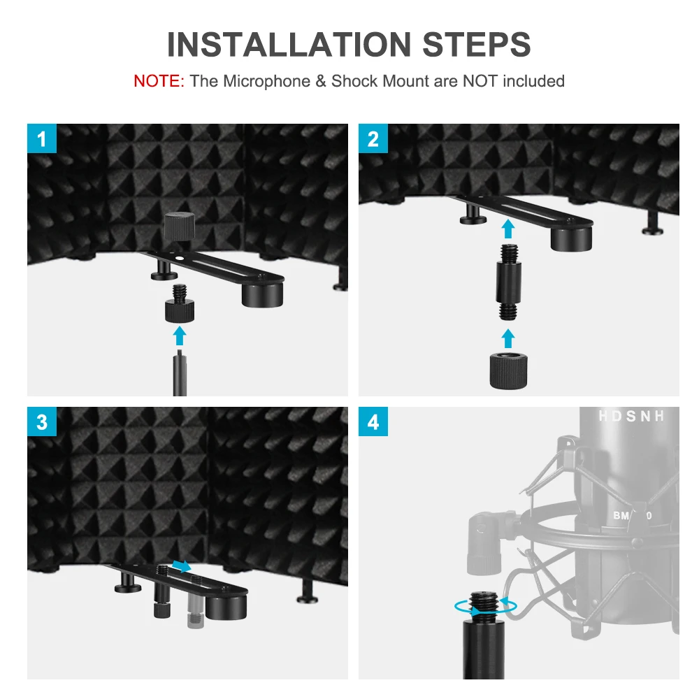 microphone isolation shield 3 panel with stand sound proof plate acoustic foams panel foam for studio recording bm800 free global shipping