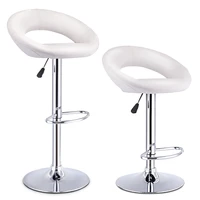 costway set of 2 bar stools adjustable pu leather barstools swivel pub chairs white