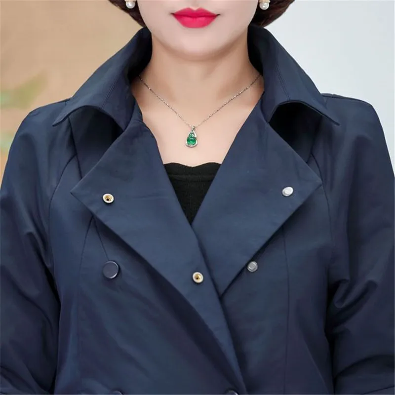 Ветровка женская средней длины двубортный Тренч Свободное пальто модное большие