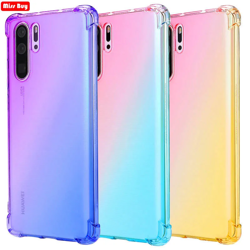 Ультратонкий силиконовый чехол с градиентом для Huawei P30 Pro P40 Nova4E P20 Lite Mate 20 X Y7 PRO 2019 Y9