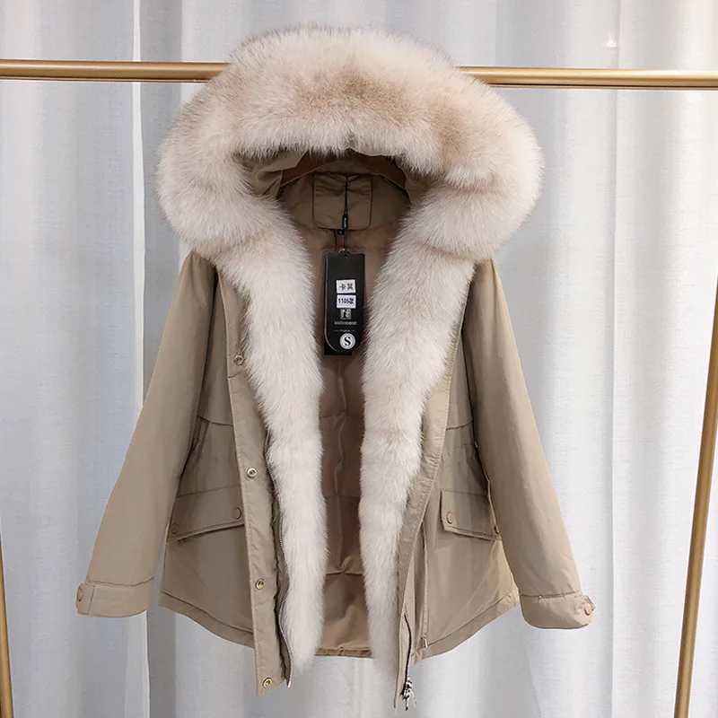 Женский пуховик с капюшоном Janveny куртка на белом утином пуху из натурального