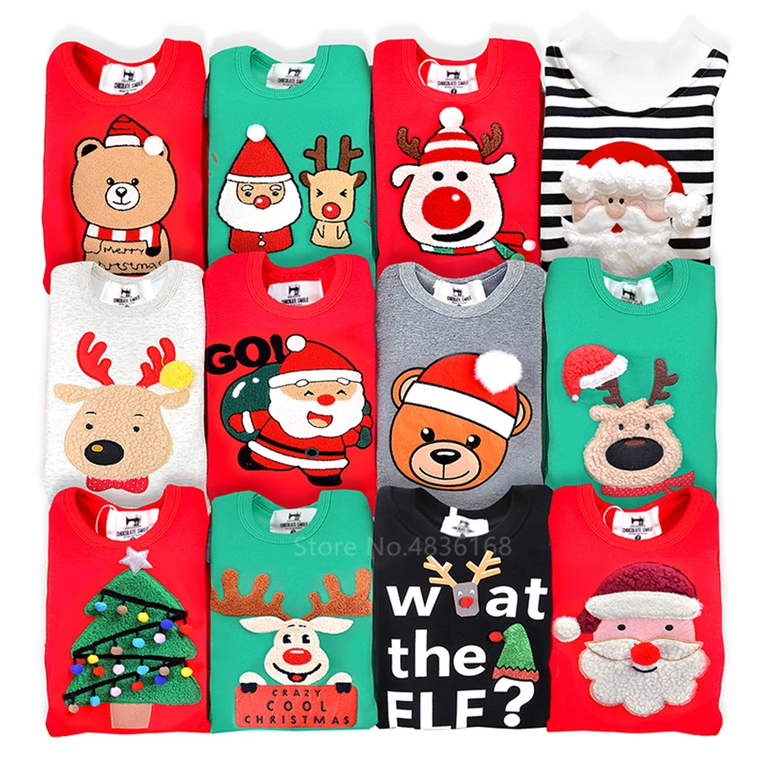 Свитеры на Новый год и Рождество 2020 года семейный образ пижамы 18 цветов свитшот с