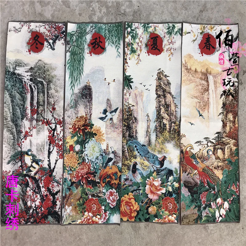 

Collection of ancient religious Thangka embroidery four screen Nepal portrait brocade painting silk hanging painting in spring,