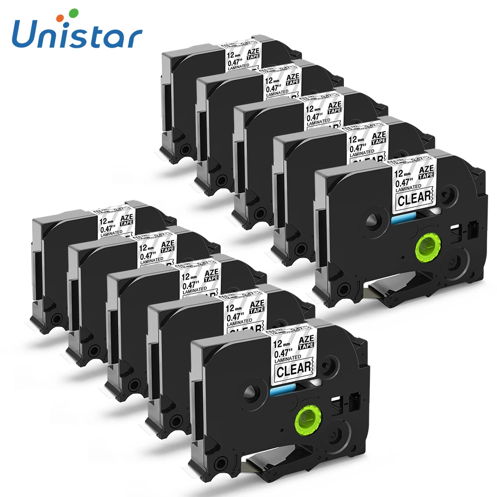 10 шт. флейты совместимые с Brother лента для этикеток 12 мм черного цвета на