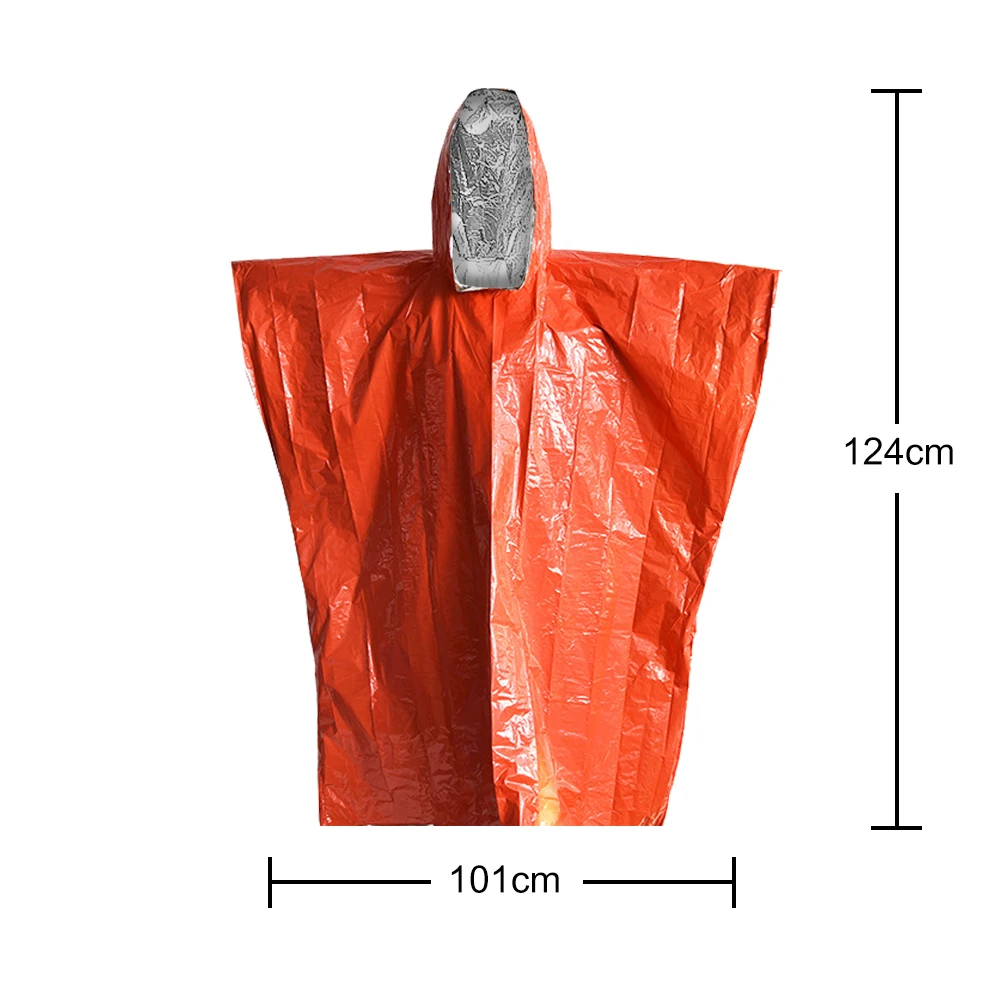

Outdoor Raincoat Waterproof Disposable Dual Color Thermal Emergency First Aid Survival Rescue Raincoat for Camping
