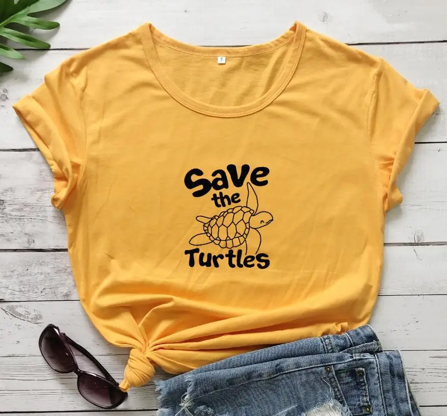 

Save the Turtles Print Women T Shirt Short Sleeve O Neck Loose Women Tshirt Ladies Fashion Tee Shirt Tops Clothes Mujer