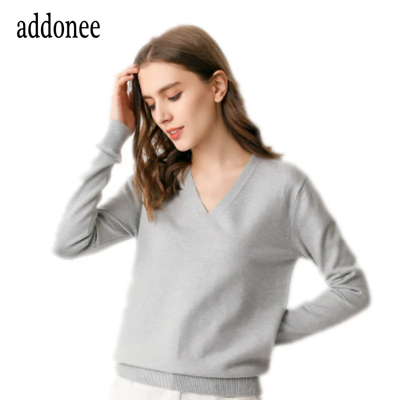 New autumn spring fashion women sexy v-neck knitted sweater pullover long-sleeved top cashmere | Женская одежда