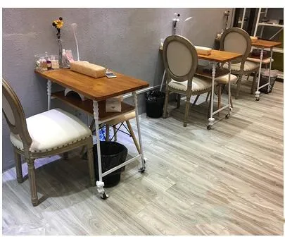 

New single double triple solid wood double nail table simple fashion nail table and chair set nail table specials