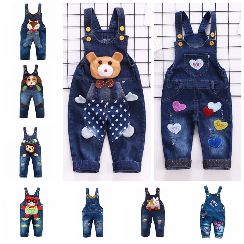 

1-3T Baby Denim Overalls Toddler Jeans Cute Animals Long Pants Cartoon Kwaii Bib Jumpsuit Rompers Kids Clothing Bebe Clothes