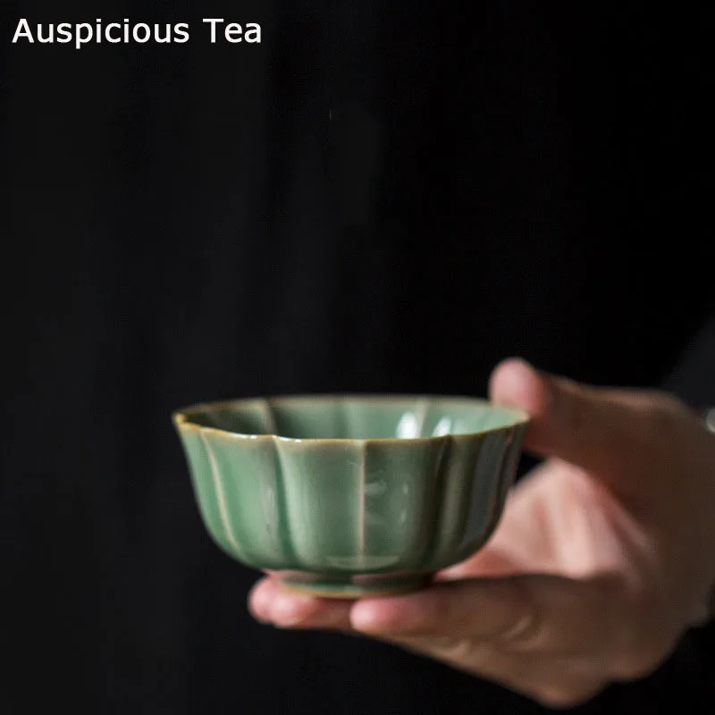 

2 шт./компл. 80 мл чайный набор ручной работы с лепестками из селадона