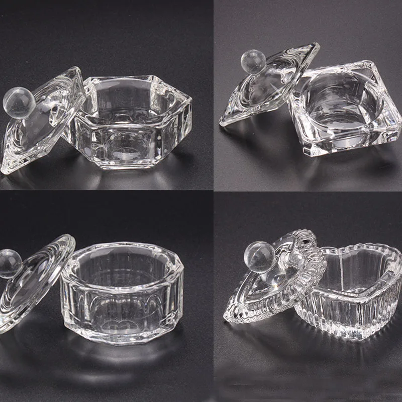 

Acrylic Liquid Powder Crystal Glass Dappen Dish Holder with Lid Nail Art Tool