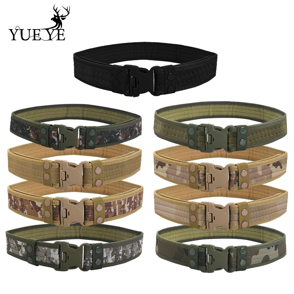 130cm outdoor tactical camouflage belt multi-functional quick release military combat belt hunting training belt men's camouflag