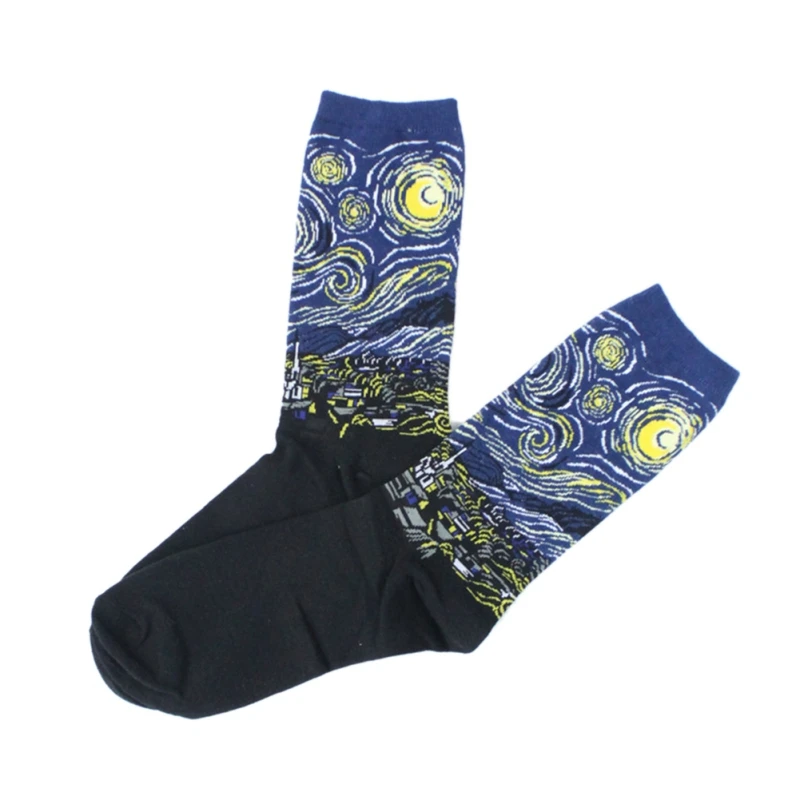 Ретро женские носки искусство знаменитая картина маслом печать мужские забавные