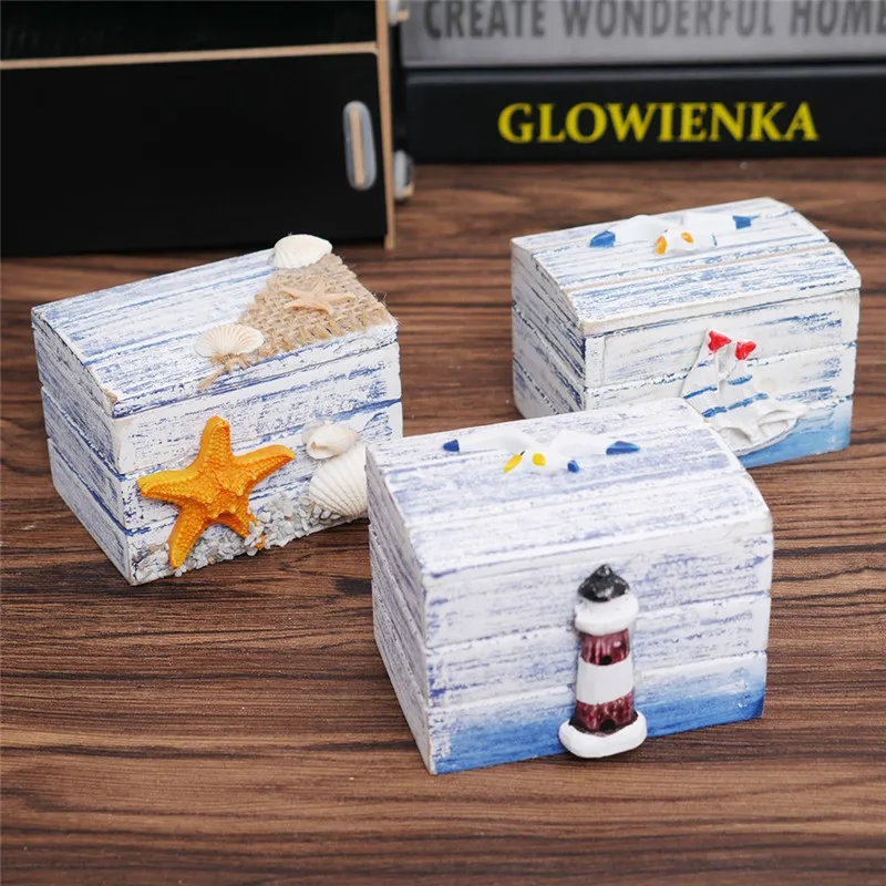 1 шт. Мини Деревянный пиратский ящик для хранения ювелирных изделий в форме