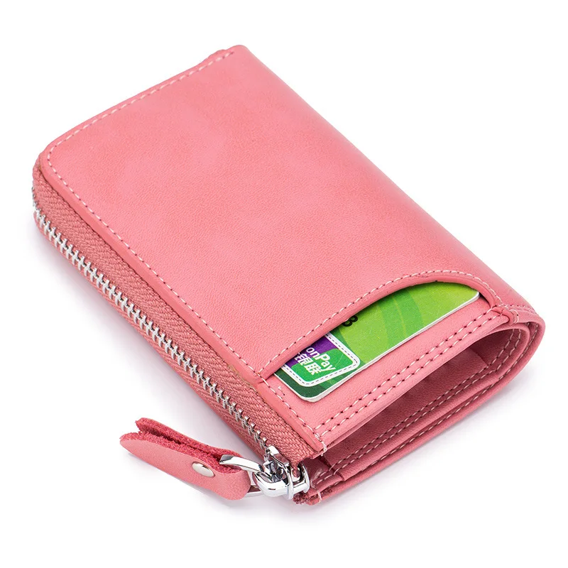 Pink Бренд GO-LUCK, новинка, натуральная кожа, ручная работа, Автомобильный ключ, кошелек, женский, на молнии, клатч, кошельки, для девушек, для кредитных карт, чехол, кошелек - Цвет: Pink