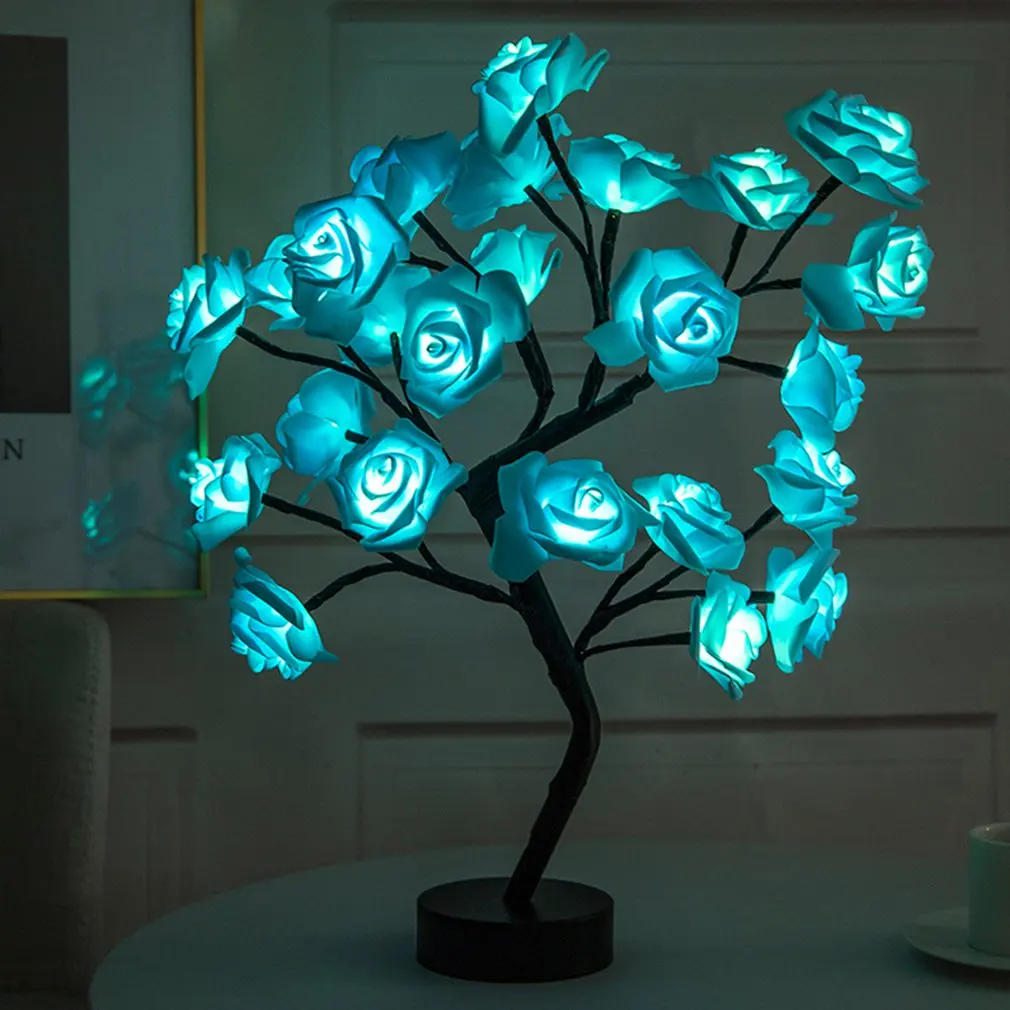 

LED Table Lamp With USB Flower Tree Home Decoration Bedroom Gift Night Table Lamp For Christmas Wedding Bedroom