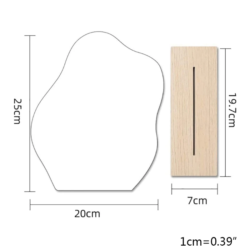 

H7JB Cloud-shaped Irregular Glass Table Makeup Mirror with Beech Wood Base Creative Dressing Desktop Mirror Vertical Beauty Make