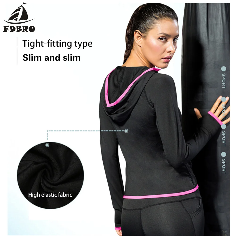 Спортивная Женская куртка на молнии FDBRO для занятий йогой фитнеса спортзала бега
