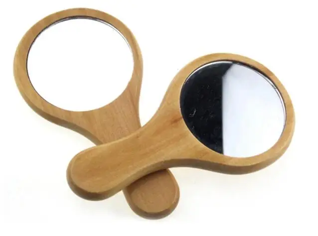 Зеркало деревянное компактное в винтажном стиле с ручкой 1 шт.|Зеркала для